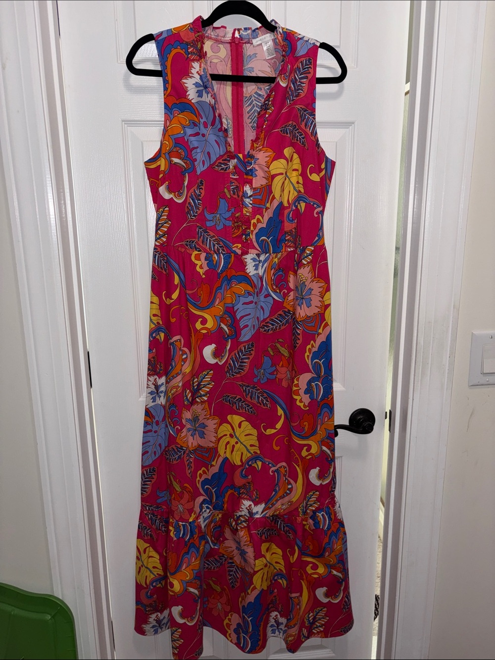 Sleeveless Pink Tropical Print Dress🌸